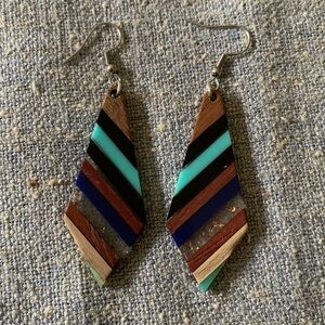 Multicolor Geometric Drop Earrings, handmade
